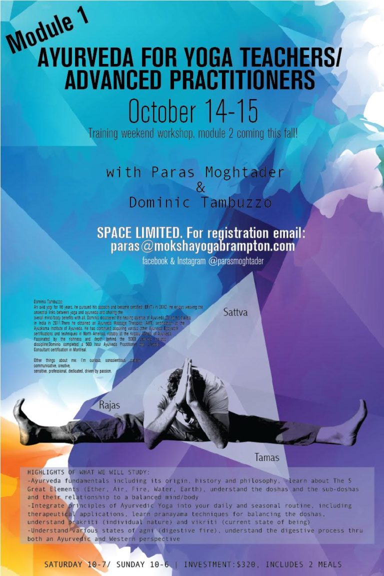 Ayurveda for Yoga Teachers (Mod. 1) Dominic Tambuzzo